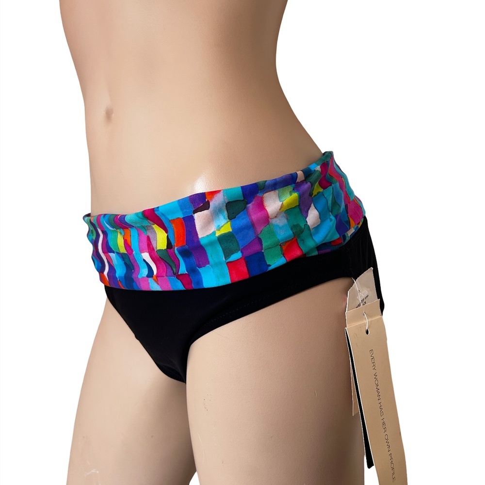 Profile by Gottex Fold Over Ruched Swimsuit bottom Colourful Serendip Print NWT